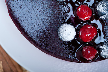 Image showing blueberry and raspberry cake mousse dessert