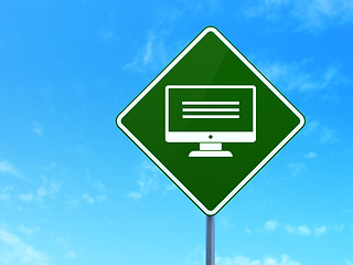 Image showing Web development concept: Monitor on road sign background