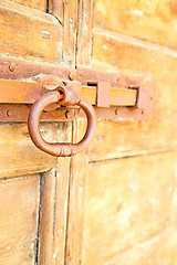 Image showing europe old in  italy  door and rusty lock   