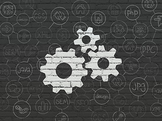 Image showing Web development concept: Gears on wall background