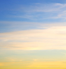 Image showing sunrise in the colored sky white soft clouds and abstract backgr