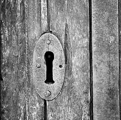 Image showing  traditional   door    in italy   ancian wood and traditional  t