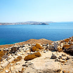 Image showing famous   in delos greece the historycal acropolis and old ruin s