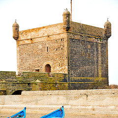 Image showing   boat and sea in africa morocco old castle brown brick  sky