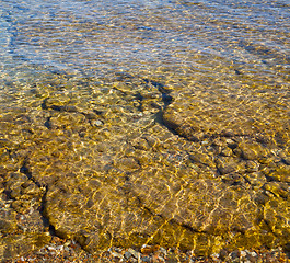 Image showing flow foam and froth in the sea    of mediterranean greece