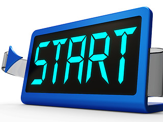 Image showing Start Button On Clock Showing Beginning Or Activating