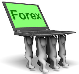 Image showing Forex Characters Laptop Shows Fx Or Foreign Currency Trading