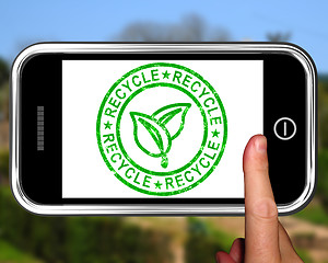 Image showing Recycle On Smartphone Shows Environmental Care