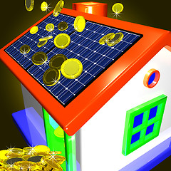 Image showing Coins Falling On House Showing Money Saving Or Monetary Advantag