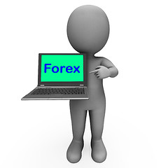 Image showing Forex Character Laptop Shows Foreign Fx Or Currency Trading