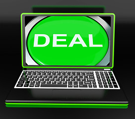 Image showing Deal Laptop Shows Online Trade Contract Or Dealing