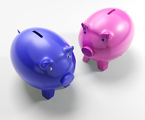 Image showing Two Pigs Shows Savings Banking And Money