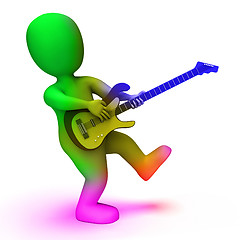 Image showing Rock Guitarist Shows Music Guitar Playing And Character