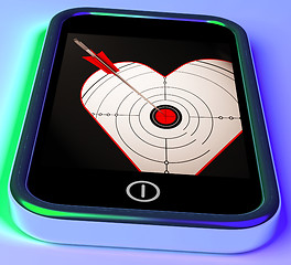 Image showing Target Heart On Smartphone Showing Love Shot