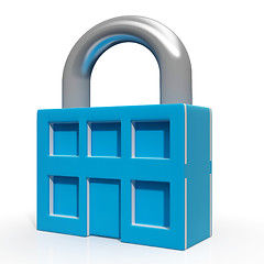 Image showing Padlock And House Showing Building Security