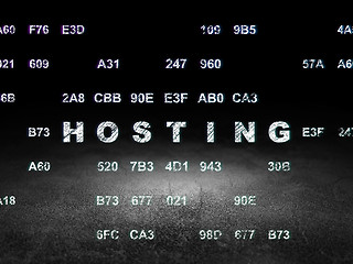 Image showing Web design concept: Hosting in grunge dark room