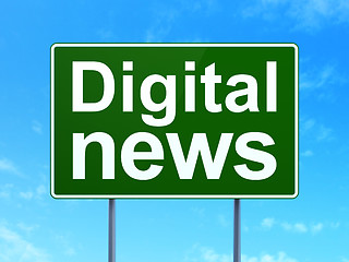 Image showing News concept: Digital News on road sign background