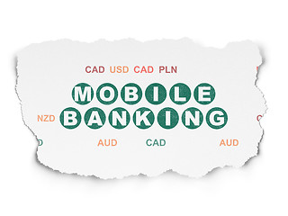 Image showing Banking concept: Mobile Banking on Torn Paper background