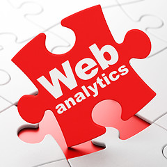 Image showing Web development concept: Web Analytics on puzzle background