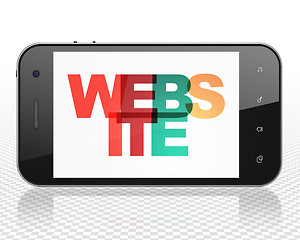 Image showing Web design concept: Smartphone with Website on  display