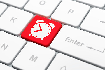 Image showing Time concept: Alarm Clock on computer keyboard background