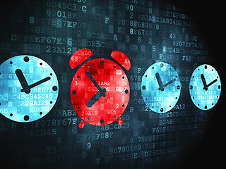 Image showing Time concept: Alarm Clock on digital background