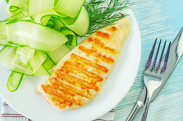 Image showing chicken fillet with cucumber salad