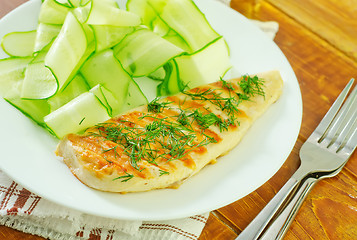 Image showing chicken fillet with cucumber salad