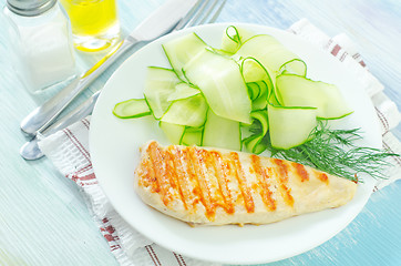 Image showing chicken fillet with cucumber salad