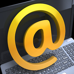 Image showing Keyboard At Sign Shows Correspondence on Web