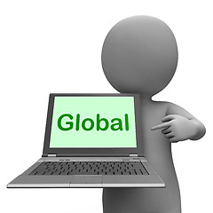 Image showing Global Laptop Shows Interconnected Continental Globalization Con