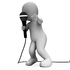 Image showing Singer Character With Mic Shows Singing Songs Or Talent Concert