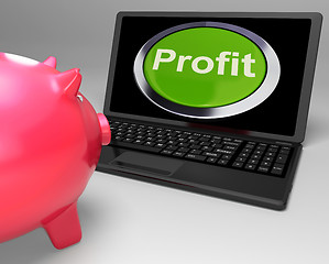 Image showing Profit Button On Laptop Shows Financial Growth
