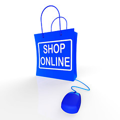 Image showing Shop Online Bag Represents Internet Shopping and Buying