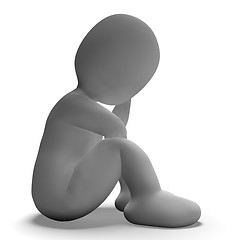 Image showing Sad And Unhappy 3d Character Showing Stress