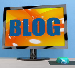 Image showing Blog On Monitor Shows Blogging Or Weblog Online
