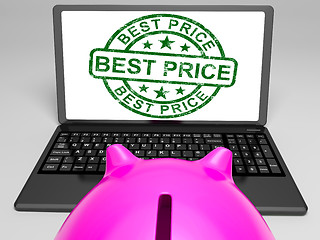 Image showing Best Price Stamp On Laptop Showing Promotional Ranking