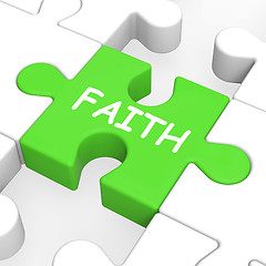 Image showing Faith Jigsaw Showing Spiritual Belief Or Trust