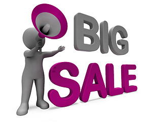 Image showing Big Sale Character Shows Promotional Savings Save Or Discounts