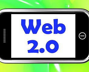 Image showing Web 2.0 On Phone Means Net Web Technology And Network