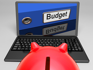 Image showing Budget File On Laptop Shows Financial Control