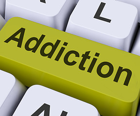 Image showing Addiction Key Means Obsession\r