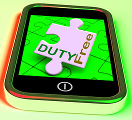 Image showing Duty Free On Smartphone Shows Tax Free Purchasing