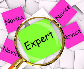Image showing Expert Novice Post-It Papers Mean Experienced Or Inexperienced