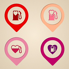 Image showing Flat heart fuel tank pump symbols 