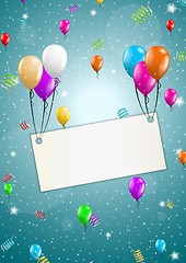 Image showing flying balloons with blank paper