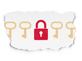Image showing Protection concept: closed padlock icon on Torn Paper background