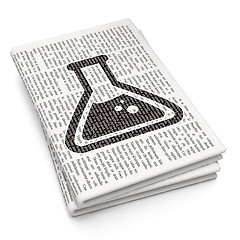 Image showing Science concept: Flask on Newspaper background