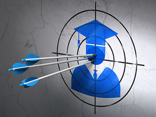 Image showing Science concept: arrows in Student target on wall background