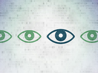 Image showing Privacy concept: eye icon on Digital Paper background